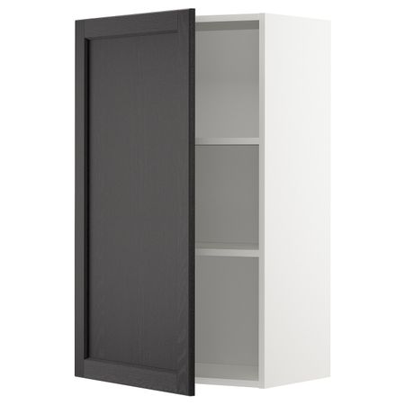 Шкаф навесной с полкой, белый/Лерхюттан черная морилка 60x100 см IKEA METOD МЕТОД 192.583.92