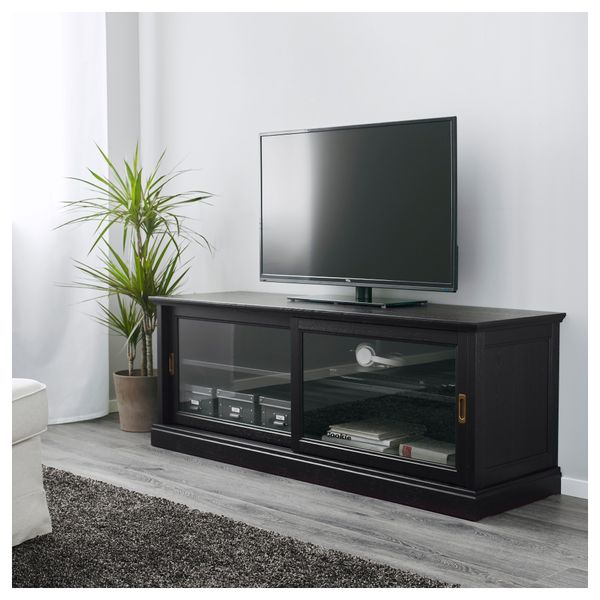 Тумба под ТВ с раздвижными дверцами МАЛЬШЁ, черная морилка черная морилка (160x48 см) - фото 3