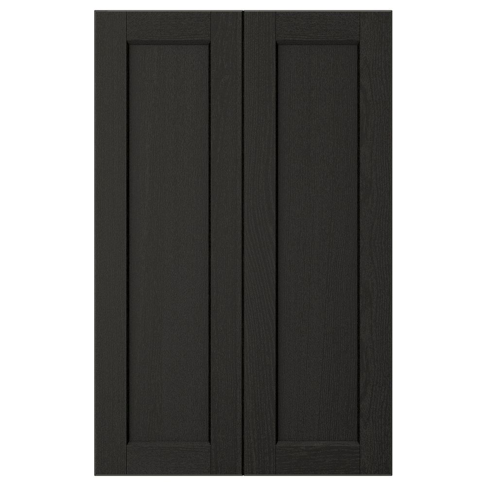 Дверца для напольного углового шкафа, 2шт, черная морилка 25x80 см IKEA LERHYTTAN ЛЕРХЮТТАН 303.565.03 - фото 1