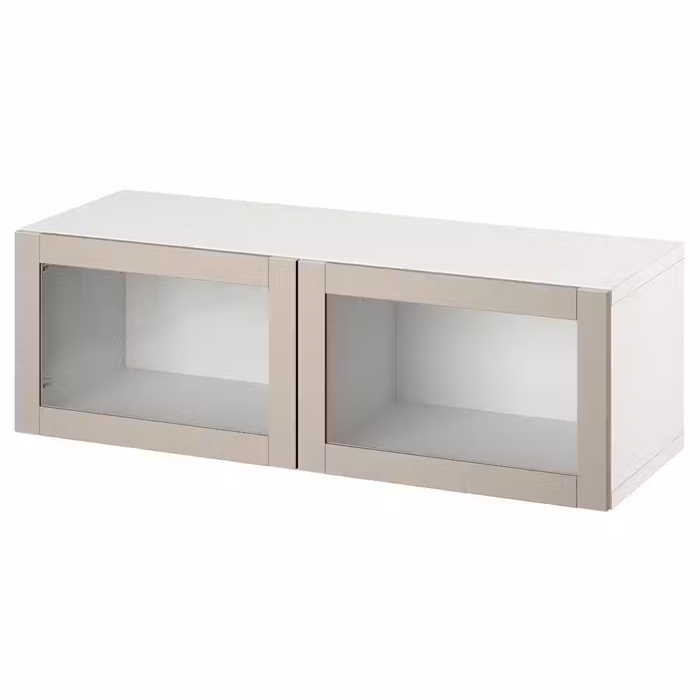 BESTÅ Комбинация настенных шкафов - белый/Sindvik светлый серо-бежевый 120x42x38 см - фото 1