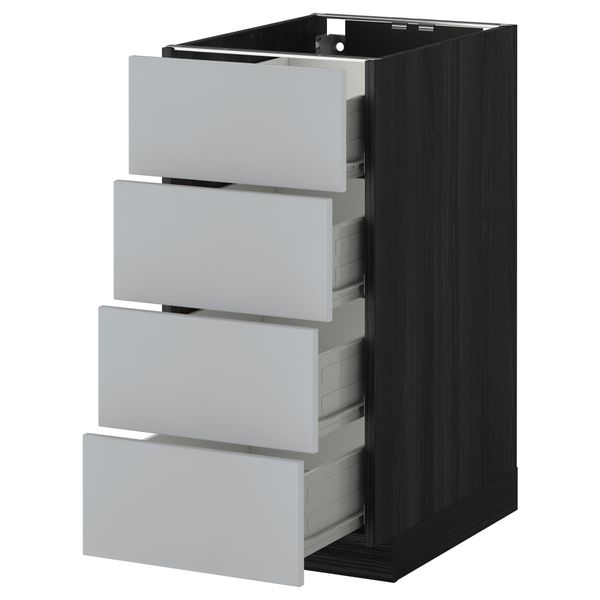 Напольный шкаф 4 фронтальных панели, 4 ящика МЕТОД / ФОРВАРА, черный, Веддинге серый - схема-чертеж с размерами