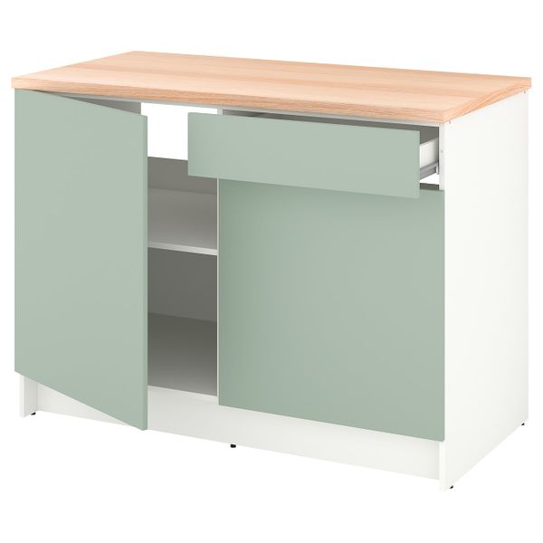 Напольный шкаф с дверцами и ящиком, серо-зеленый 120 см IKEA KNOXHULT КНОКСХУЛЬТ 104.879.77 - фото 1