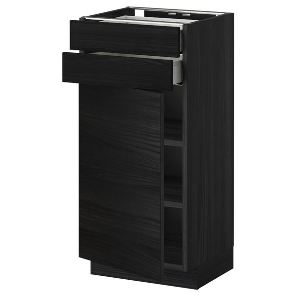Напольный шкаф с дверцей, 2 ящиками МЕТОД / МАКСИМЕРА, черный, Тингсрид черный - схема-чертеж с размерами