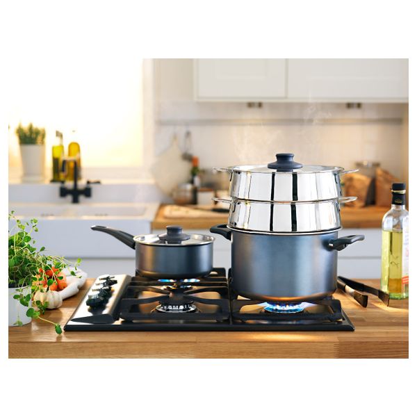 Кастрюля с крышкой, серый, 5 л IKEA ШЭНКА 903.734.77 - схема-чертеж с размерами