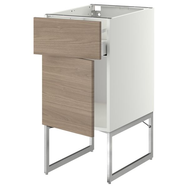 Напольный шкаф с ящиком, дверью МЕТОД / МАКСИМЕРА, белый, Брокхульт светло-серый - схема-чертеж с размерами