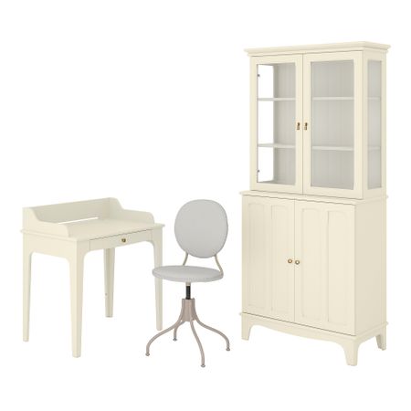 Стол и комбинация для хранения, и рабочий стул бежевый IKEA LOMMARP ЛОММАРП, BJÖRKBERGET БЬЙОРКБЕРГЕТ 894.365.55
