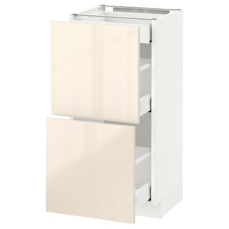 Напольный шкаф, 2 фасада, 3 ящика МЕТОД / МАКСИМЕРА, белый, Рингульт кремовый