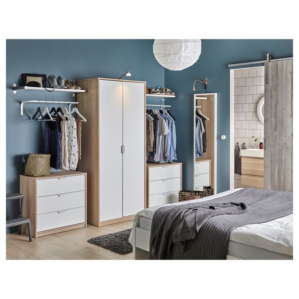 Шкаф платяной АСКВОЛЬ, под беленый дуб, белый (80x52x189 см) - фото 5