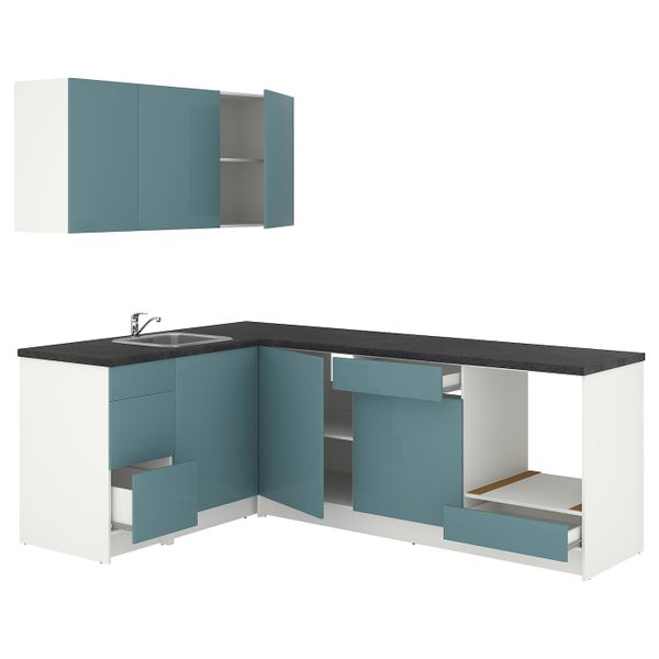 Кухня, глянцевый/синяя бирюза 160x240x220 см IKEA KNOXHULT КНОКСХУЛЬТ 494.243.85 - фото 1