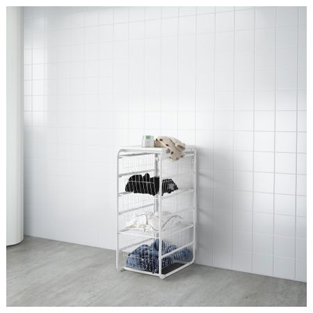 Рама, 3 проволочные корзины, верхняя полка АЛЬГОТ, белый (41x60x105 см)