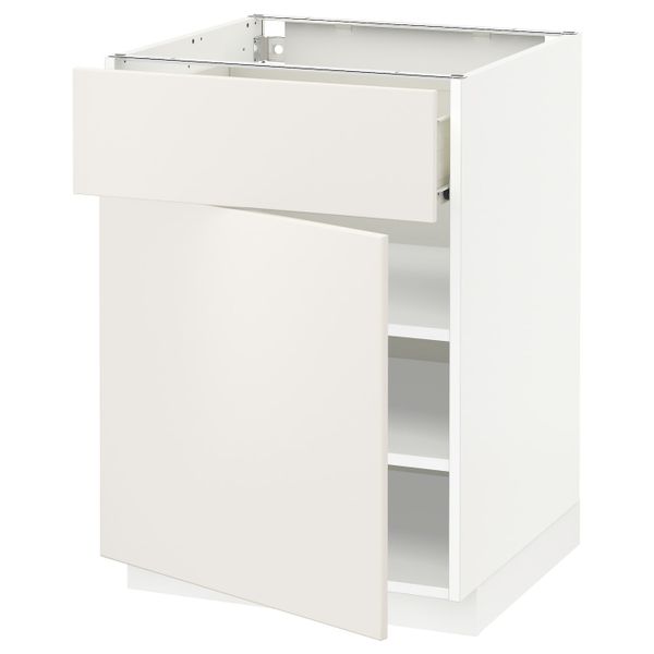 Напольный шкаф с ящиком/дверью, белый/Веддинге белый 60x60 см IKEA МЕТОД / ФОРВАРА 792.623.91 - схема-чертеж с размерами