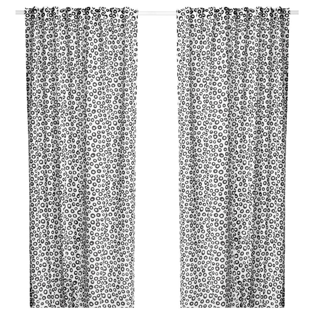 Гардины, 1 пара СОММАР 2018, белый, черный (145x300 см) - фото 1