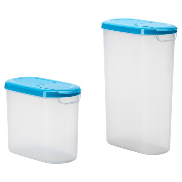 Контейнер+крышка для сухих продукт, 2 ЙЭМКА, прозрачный белый, синий (1.1/1.9 л) - фото 1