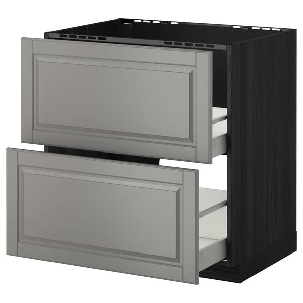 Напольный шкаф под мойку + 2 фронтальных панели, 2 ящика МЕТОД / МАКСИМЕРА, черный, Будбин серый - схема-чертеж с размерами