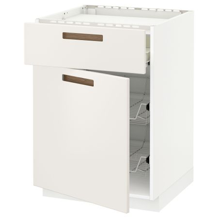 Напольный шкаф для варочной панели, ящик, 2 проволочных корзины МЕТОД / ФОРВАРА, белый, Мэрста белый (60x60 см)