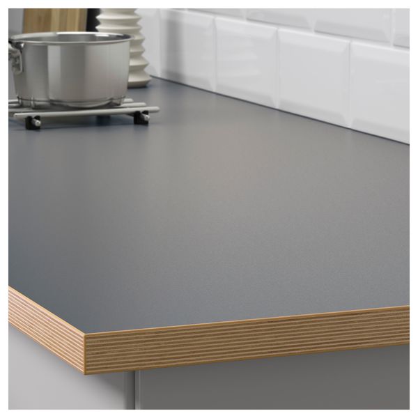 Столешница, двусторонняя БЕРГСТЕНА, белый, темно-серый с окантовкой под дерево (186x2.8 см) - фото 4