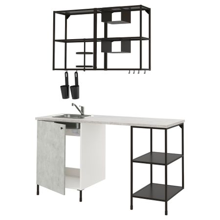 Кухня, 123x63.5x222 см, антрацит, под бетон IKEA BEGIVENHET БЕГИВЕНХЕТ 093.372.91