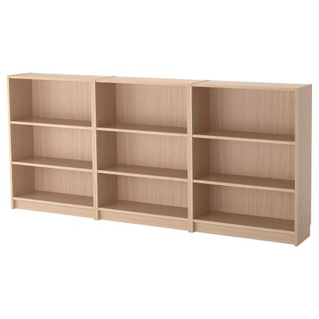 Стеллаж, 240x28x106 см, дубовый шпон, беленый IKEA BILLY БИЛЛИ 092.499.49