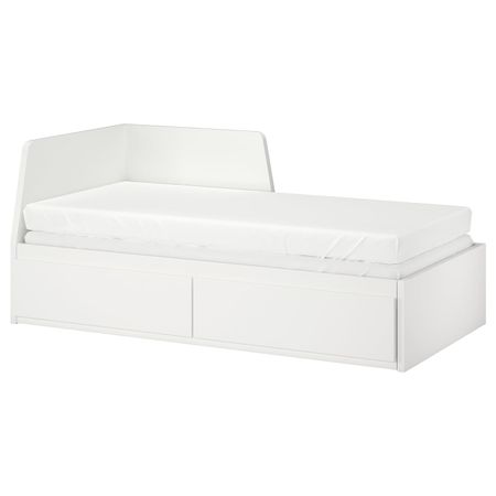 Кушетка с 2 матрасами, 2 ящиками, белый/Хусвика жесткий 80x200 см IKEA FLEKKE ФЛЕККЕ 392.279.03