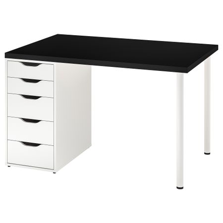 Письменный стол, 120x80 см, черный-белый IKEA ALEX АЛЕКС, MÅLVAKT МОЛВАКТ 694.400.11