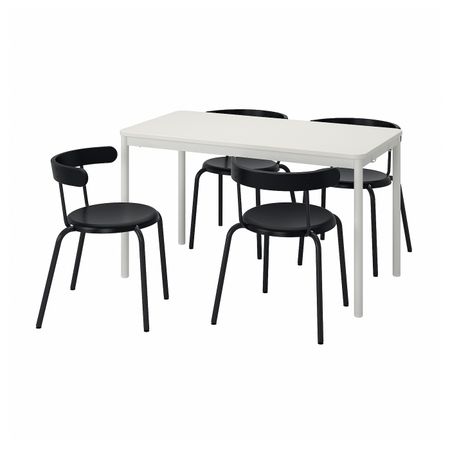 Стол и 4 стула, белый/антрацит 130x70 см IKEA TOMMARYD ТОММАРЮД / YNGVAR ИНГВАР 793.901.24