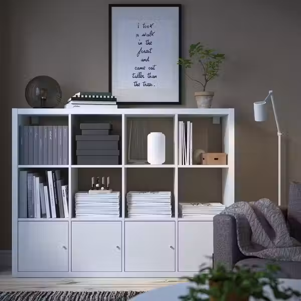 KALLAX Стеллаж с 4 вставками - белый 147x112 см - фото 4