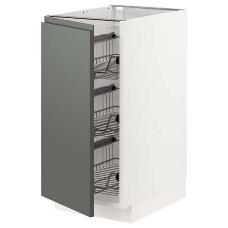 Напольный шкаф/проволочные корзины, белый/Воксторп темно-серый 40x60 см IKEA METOD МЕТОД 194.471.90