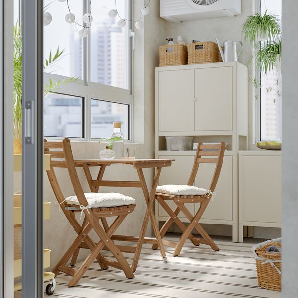 Стол + 2 складных стула для сада IKEA ASKSTOCKHOLM СТОКГОЛЬМMEN АСКХОЛЬМЕН 795.299.51 - схема-чертеж с размерами