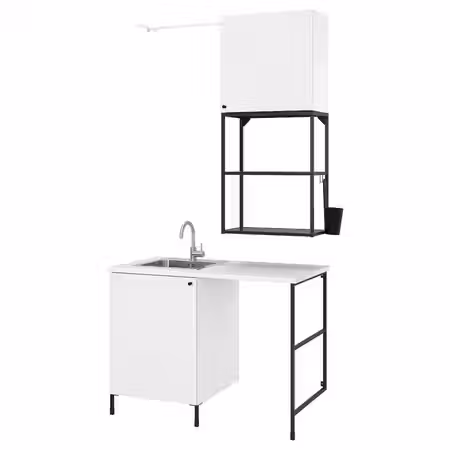 ENHET Комбинация для домашней прачечной - антрацит/белый 139x63.5x87.5 см