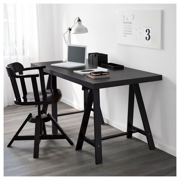 Стол ТОРНЛИДЕН / ОДВАЛЬД, черно-коричневый, черный (150x75 см) - фото 2