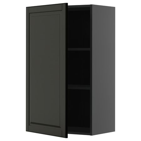 METOD Навесной шкаф с полками - черно-серый/Bodbyn чёрный 60x100 см