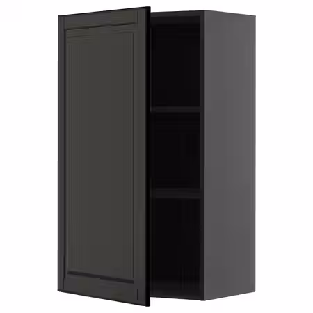 METOD Навесной шкаф с полками - черно-серый/Bodbyn чёрный 60x100 см