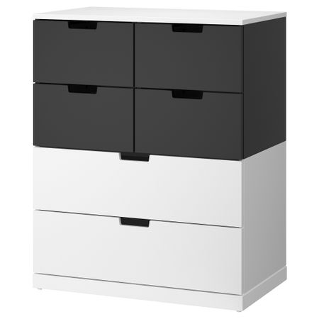 Комод с 6 ящиками, белый, антрацит, 80x99 см IKEA NORDLI НОРДЛИ 592.117.60