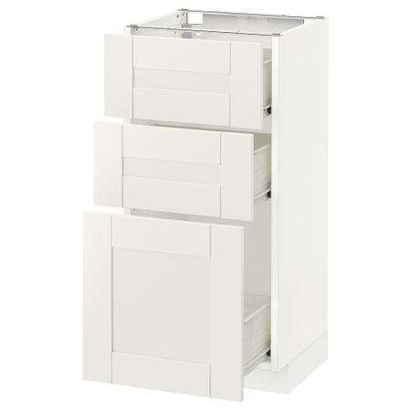 Напольный шкаф с 3 ящиками МЕТОД / ФОРВАРА, белый, Сэведаль белый