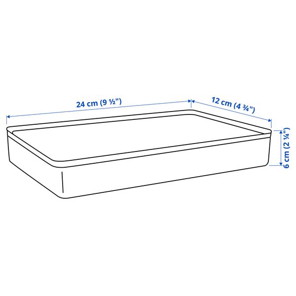 Коробка с крышкой, светло-бежевый, 12x24x6 см IKEA HARVMATTA 705.552.99 - схема-чертеж с размерами