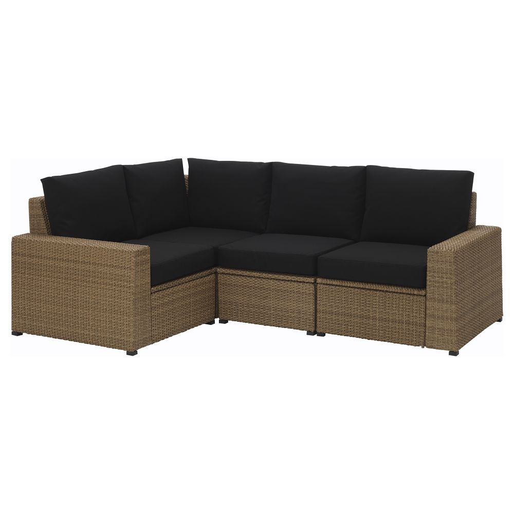 Садовый угловой диван 3 + 1 СОЛЛЕРОН, коричневый, Кунгсэ черный - фото 1