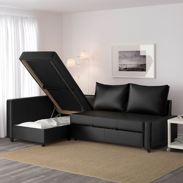 Угловой диван-кровать с отделением для/хран, Бумстад черный IKEA FRIHETEN ФРИХЕТЭН 504.488.99 - фото 4
