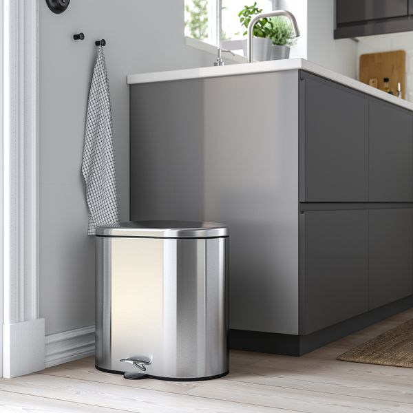 Ведро с откидной крышкой, нержавеющая сталь, 20 л IKEA STABBEN 205.112.17 - схема-чертеж с размерами