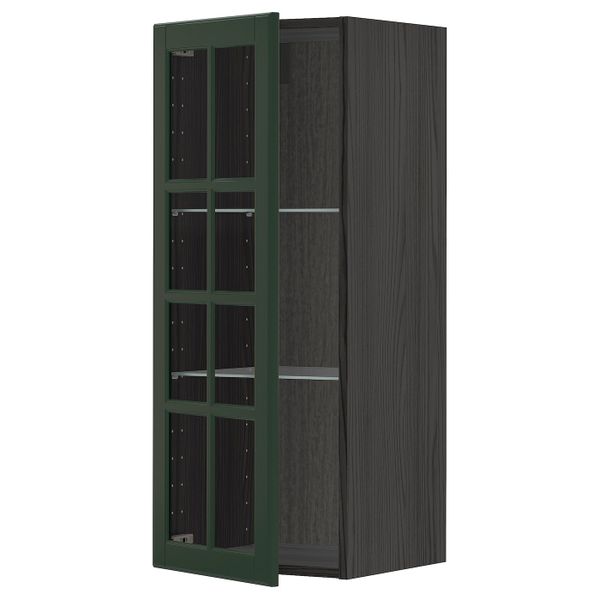Навесной шкаф с полками, стекляными дв, черный/Будбин темно-зеленый 40x100 см IKEA МЕТОД 093.132.28 - схема-чертеж с размерами