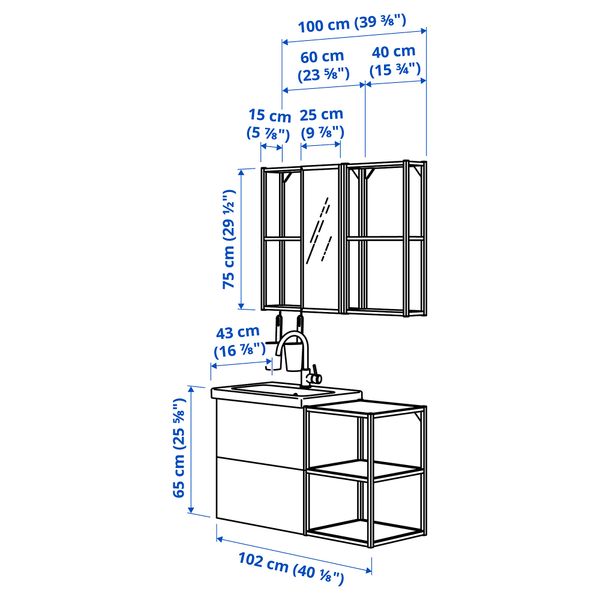 Комплект мебели для ванной,15 предмета, 102x43x65 cm IKEA TVÄLLEN ЛЕН ТВЭЛЛЕН, BEGIVENHET БЕГИВЕНХЕТ 294.199.12 - фото 5