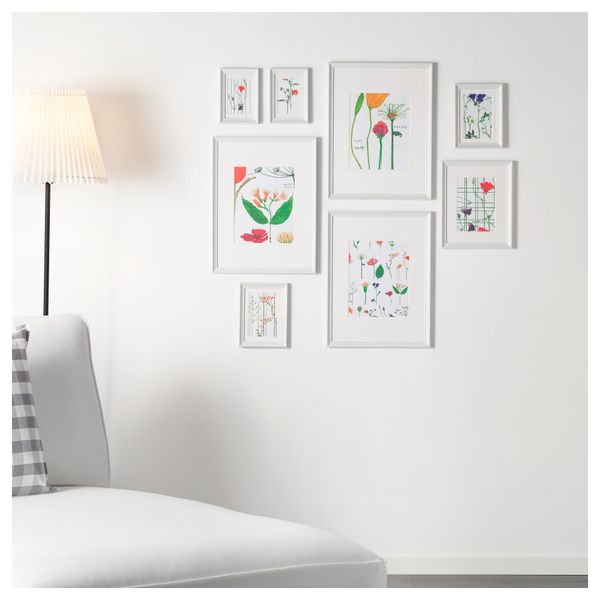 Рама с постером, 8 предмета КНОППЭНГ, белый - схема-чертеж с размерами