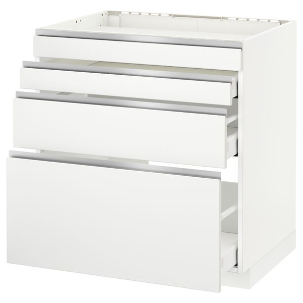Напольный шкаф для духовки, 4фасада, 3 ящика МЕТОД / МАКСИМЕРА, белый, Нодста белый - схема-чертеж с размерами
