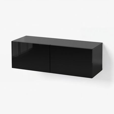 BESTÅ Комбинация настенных шкафов - черно-коричневый/Selsviken чёрный 120x42x38 см