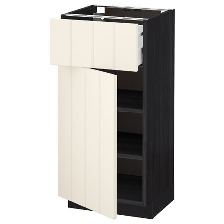 Напольный шкаф с ящиком, дверью МЕТОД / МАКСИМЕРА, черный, Хитарп белый с оттенком