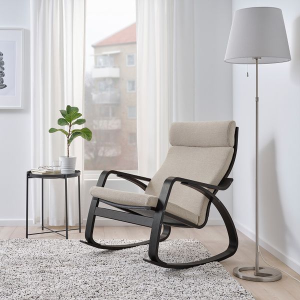 Кресло-качалка, черно-коричневый/Хили бежевый IKEA POÄNG ПОЭНГ 293.194.13 - фото 2