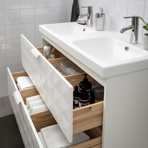 Шкаф для раковины с 2 ящ, Решён белый, ДАЛЬШЕР смеситель 103x49x64 см IKEA ГОДМОРГОН / ОДЕНСВИК 592.930.63 - схема-чертеж с размерами