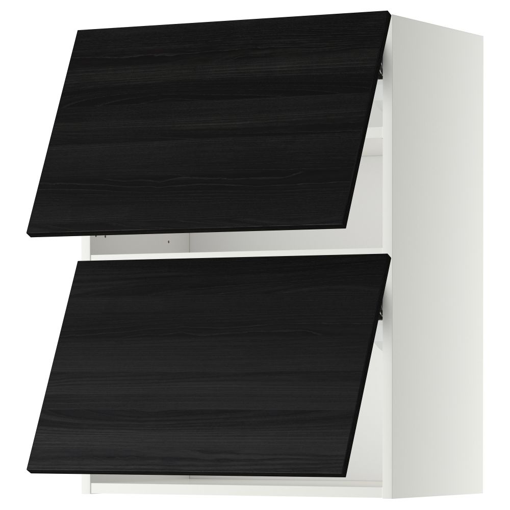 Навесной шкаф, 2 дверцы, горизонтальный МЕТОД, белый, Тингсрид черный - схема-чертеж с размерами