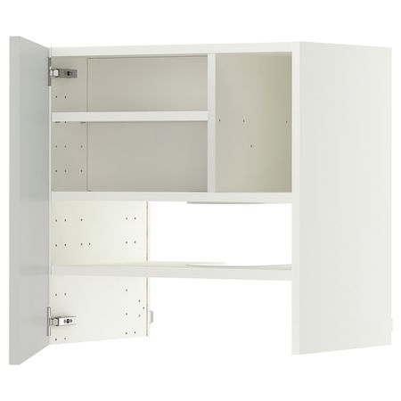 METOD Навесной шкаф д/вытяжки/полка/дверь - белый/Aspudden светло-серый 60x60 см