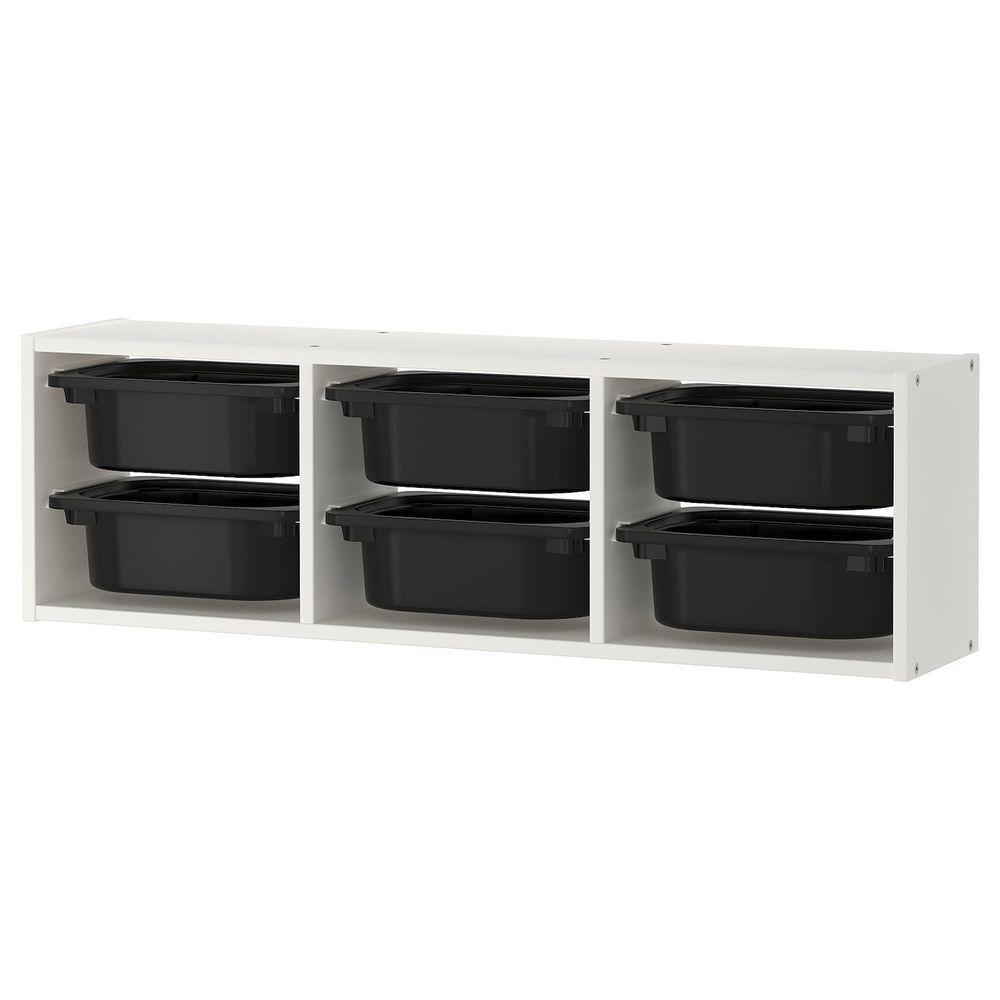 Настенный модуль для хранения, белый, черный 99x21x30 см IKEA TROFAST ТРУФАСТ 992.222.24 - фото 1