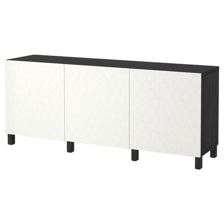 Комбинация для хранения с дверцами, черно-коричневый/вассвик/стуббарп белый 180x40x74 см IKEA БЕСТО 092.666.65